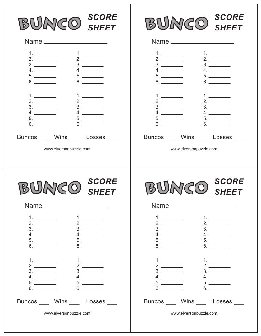 This Is The Bunco Score Sheet Download Page You Can Free Download 