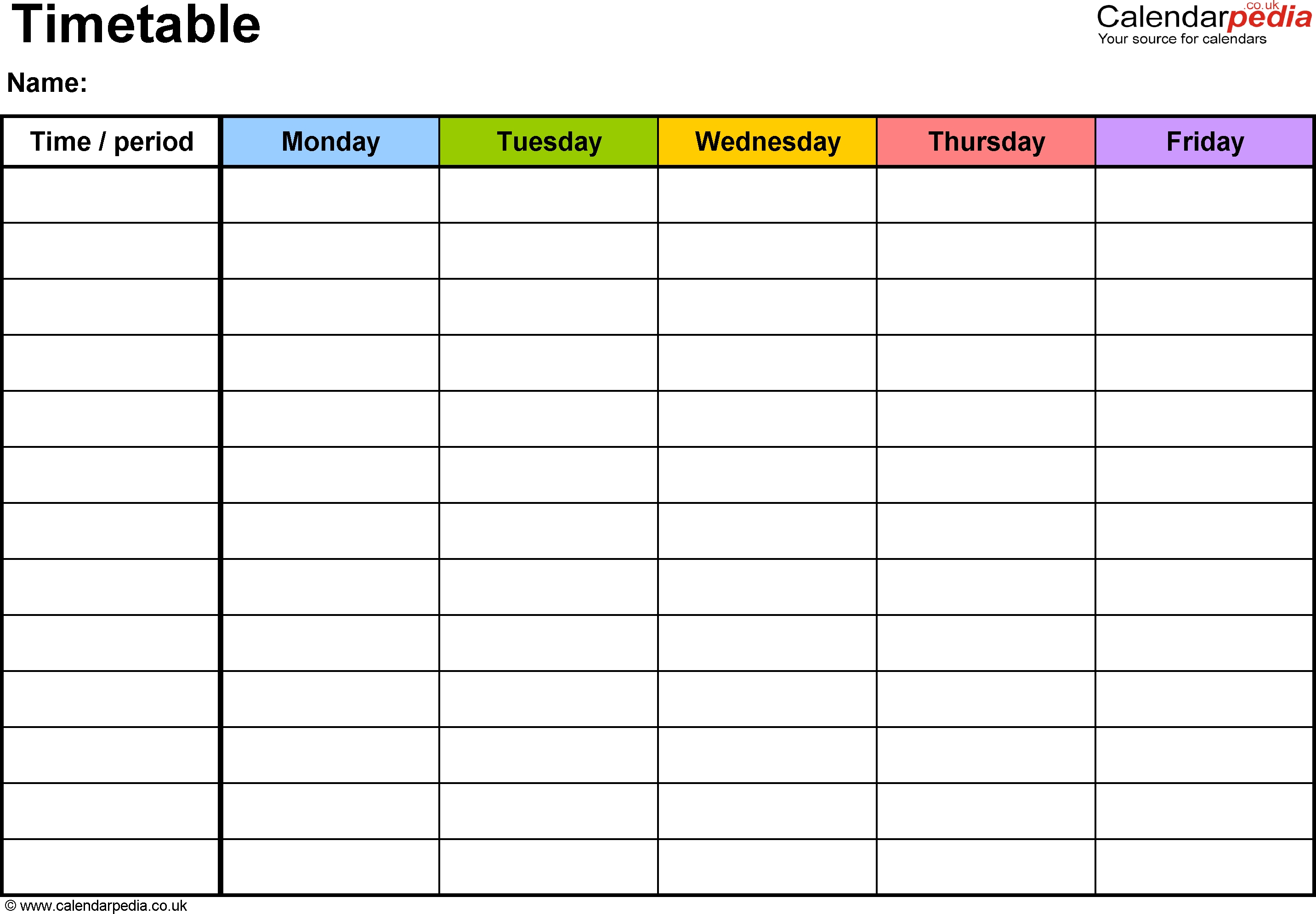 Timetables As Free Printable Templates For Microsoft Excel 