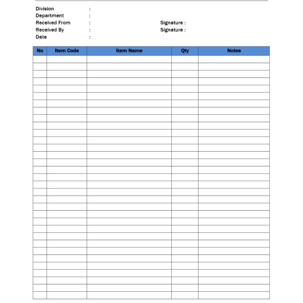 Tool Handover Checklist