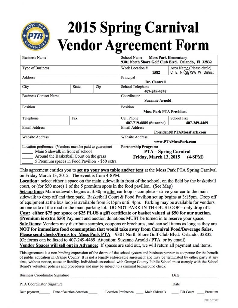 Vendor Agreement Form Ajancicerosco