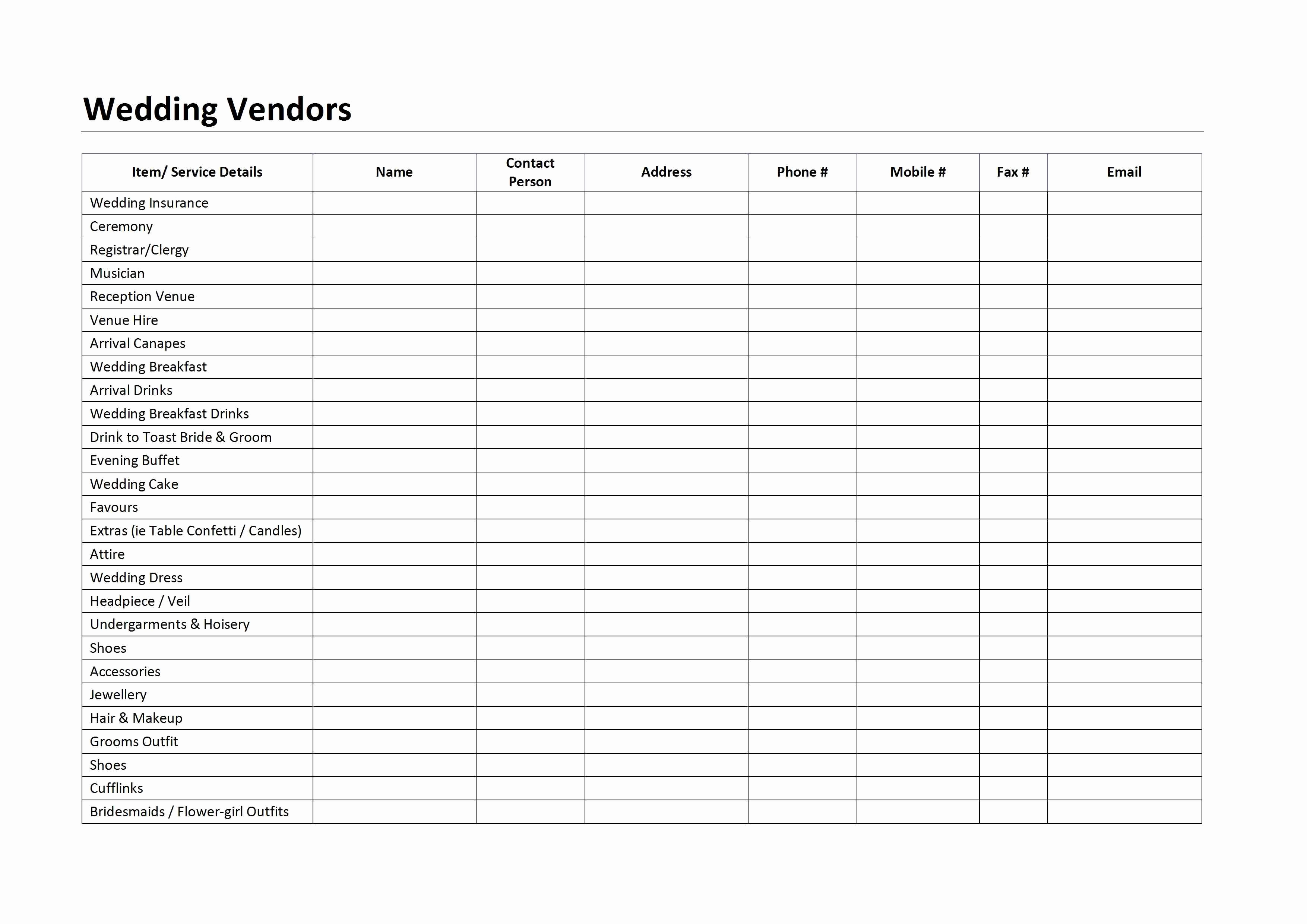 Vendor List Excel Template Kleobergdorfbibco