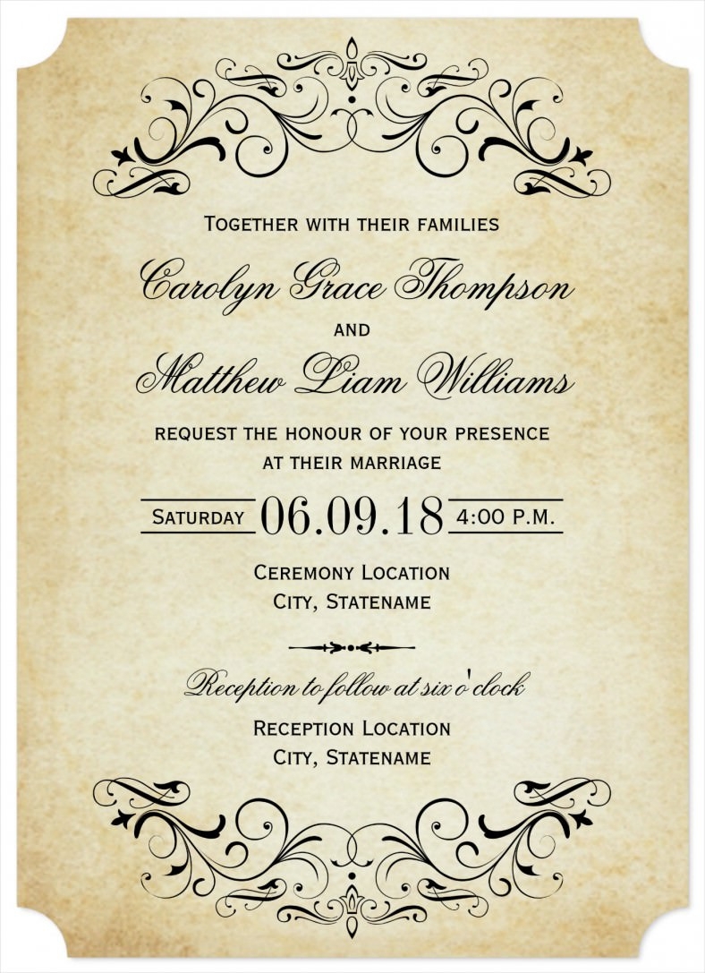 Vintage Wedding Invitation Templates 31 Elegant Wedding Invitation 