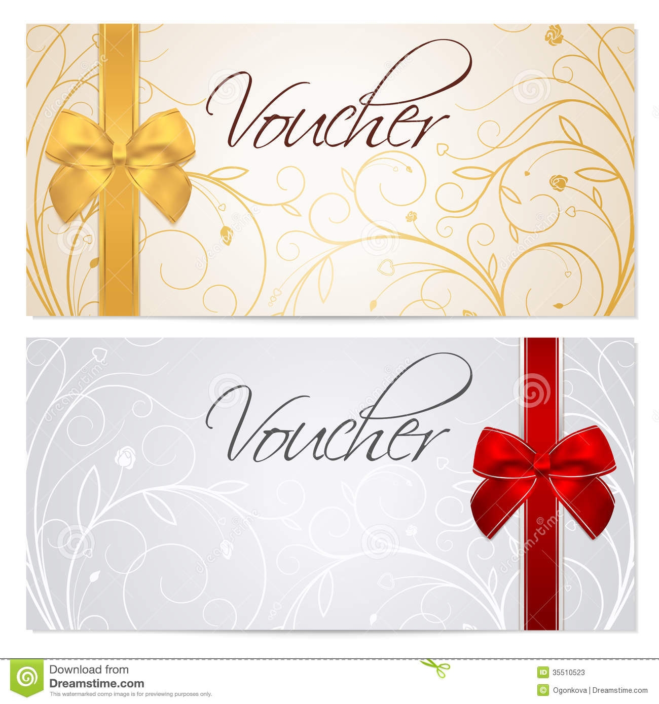 Voucher Gift Certificate Coupon Template Red B Stock Vector 