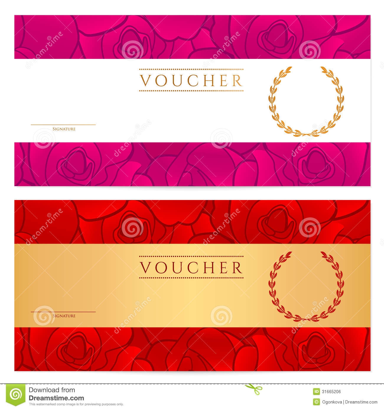 Voucher Gift Certificate Coupon Template Rose Stock Vector 