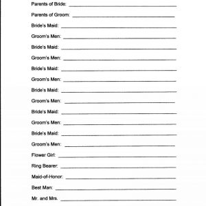 Wedding Party List Members Template Unique Birthday Party Ideas