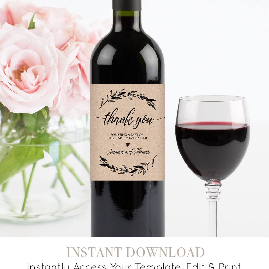 Wedding Wine Bottle Label Printable Wine Label Template 100