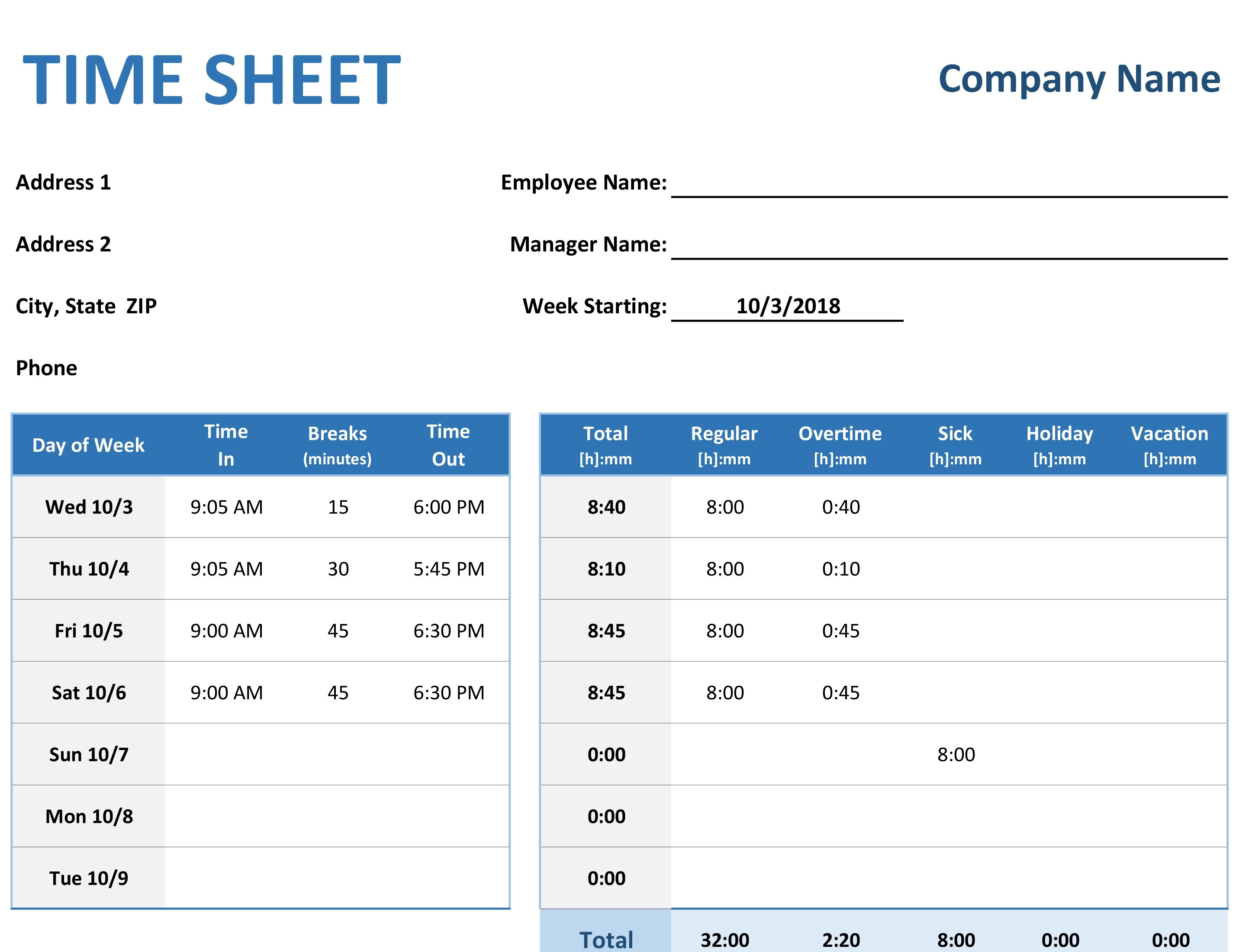 Weekly Timesheet 