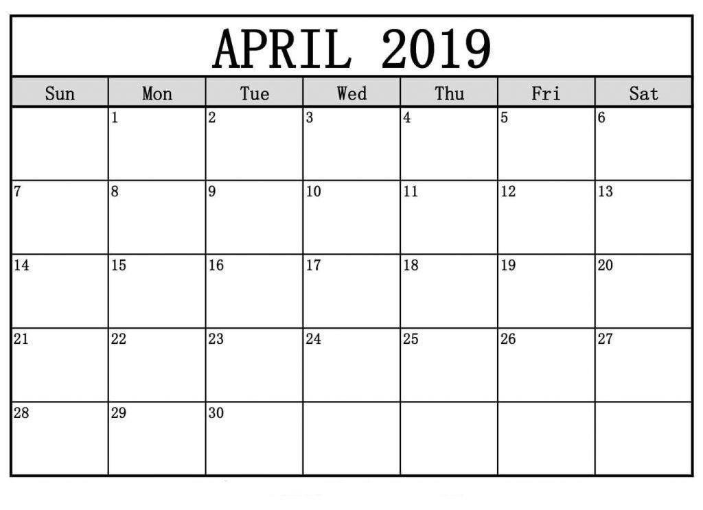 April 2019 Printable Calendar Word April Calendar 2019 Monthly