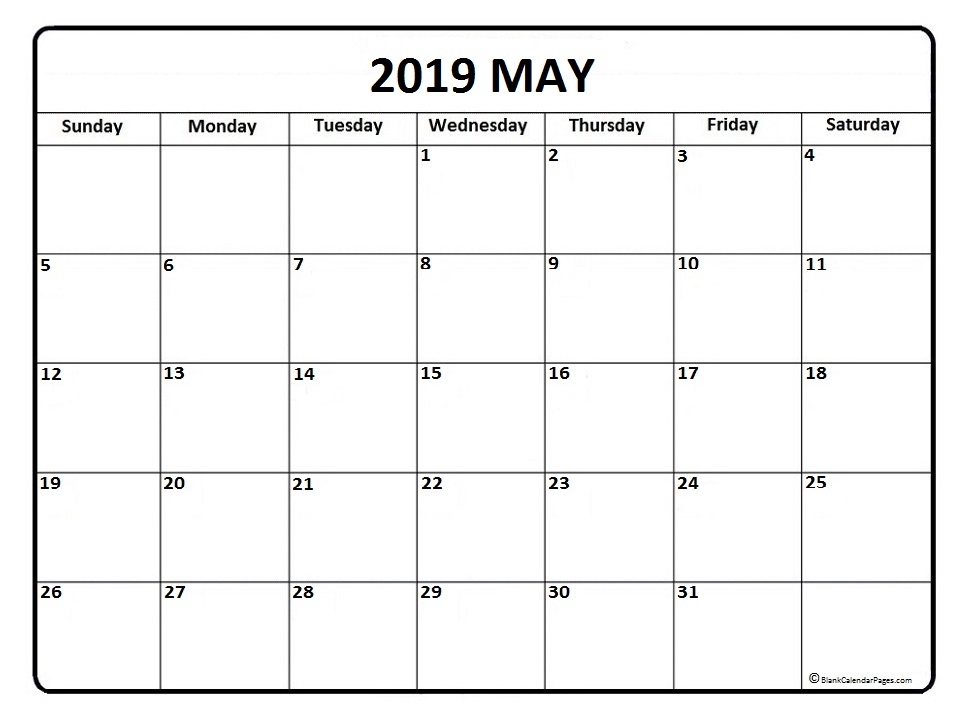 May 2019 Calendar Free Printable Monthly Calendars