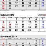 October 2019 Calendars For Word Excel Pdf