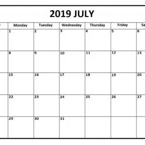 Printable July 2019 Calendar Free Template Free Printable Calendar