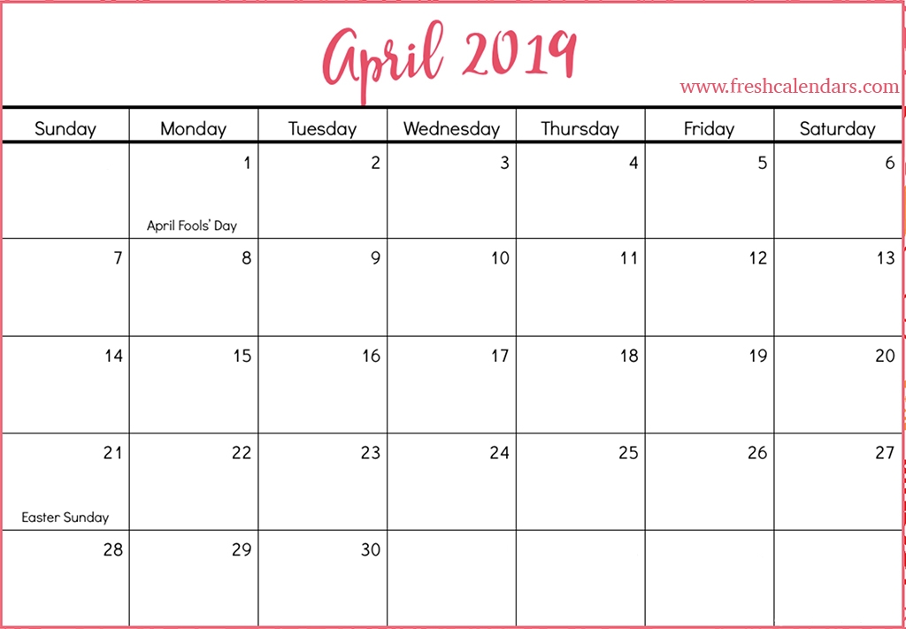 April 2019 Calendar Printable Fresh Calendars