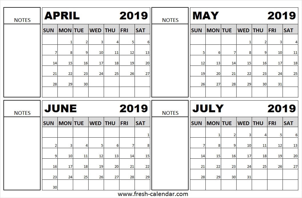 April To July 2019 Calendar Printable Free Fresh Calendar