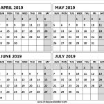 April To July 2019 Month Calendar Blank Calendar 2019 Apr May Jun Jul