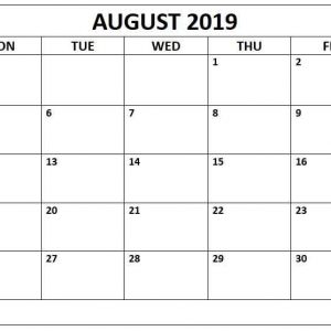 August 2019 Calendar Pdf August August2019 2019calendar