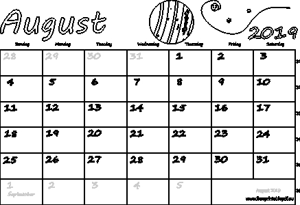 August 2019 Canada Calendar Free Printable Pdf