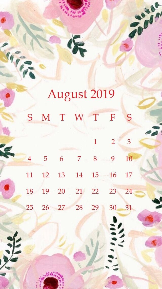 Beautiful Floral Design August 2019 Iphone Calendar Copy