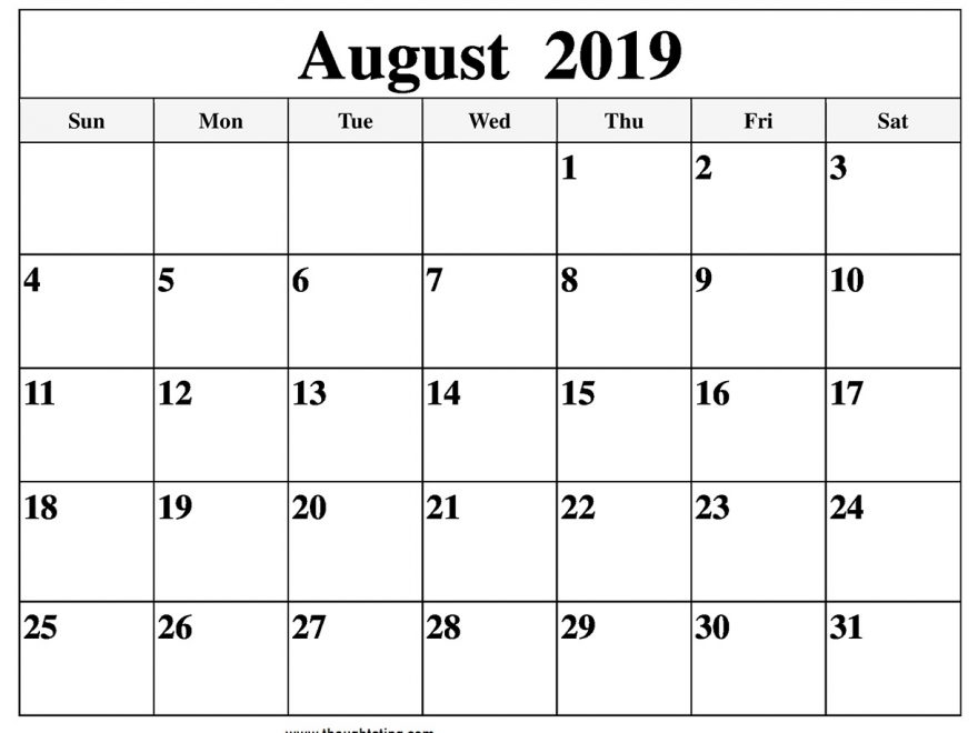 Blank August 2019 Calendar Free Download Free Printable Calendar