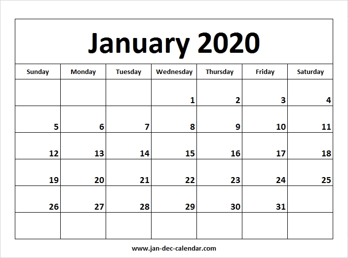 January 2020 Calendar January December Calendar September