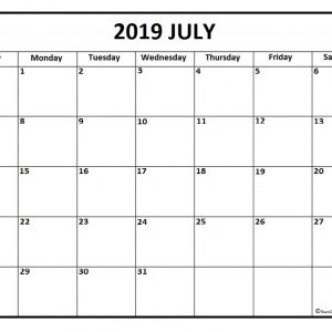 July 2019 Calendar Free Printable Monthly Calendars