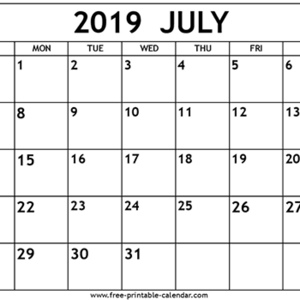 July 2019 Calendar Template Free Printable Calendar