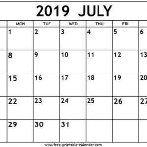 July 2019 Calendar Template Free Printable Calendar