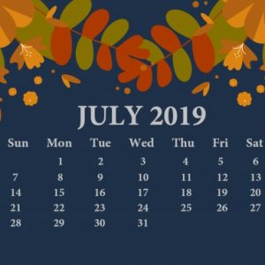 July 2019 Desktop Calendar Wallpaper