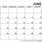 June 2019 Calendar Monday Start June Month Template