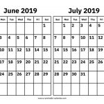 June And July 2019 Calendar Printable Calendar 2019