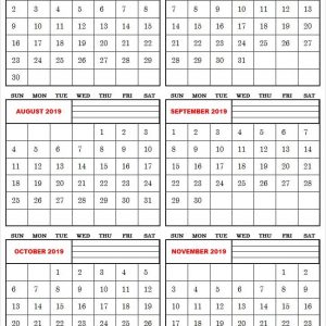 June To November 2019 Blank Calendar Templates Cute Month Calendar