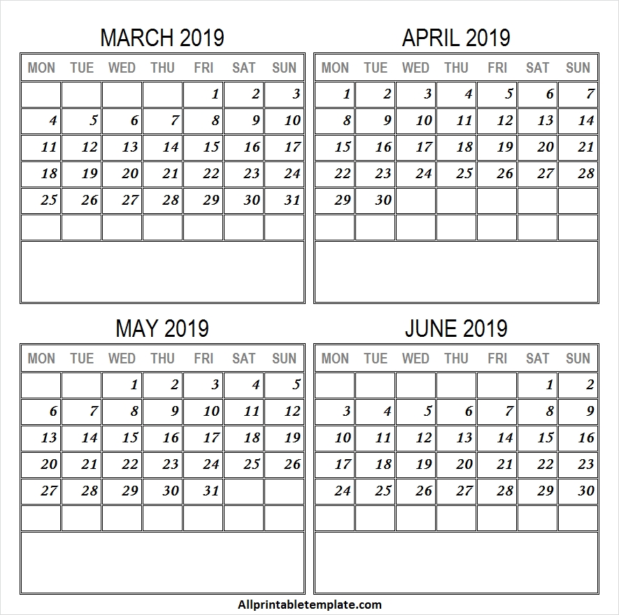 Mar Apr May Jun 2019 Calendar Archives All Printable Template