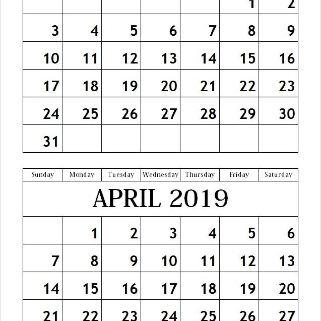 March April 2019 Calendar Free Printable Monthly Calendar Template