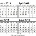 March April May June 2019 Calendar Free Template With Notes