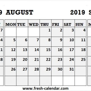 Portrait Calendar July August September 2019 2019 Calendar Month