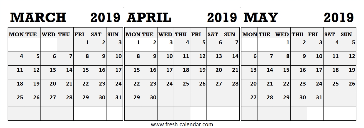 Printable Calendar March April May 2019 Free Fresh Calendar