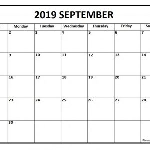 September 2019 Calendar Free Printable Monthly Calendars