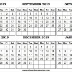 Six Month August 2019 January 2020 Calendar 2019 Free