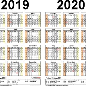 2019 2020 Calendar Free Printable Two Year Pdf Calendars