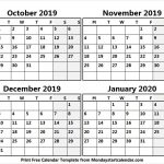 2019 October November December And 2020 January Calendar Online