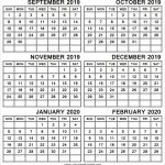 2019 September 2020 February Calendar Six Month Calendar