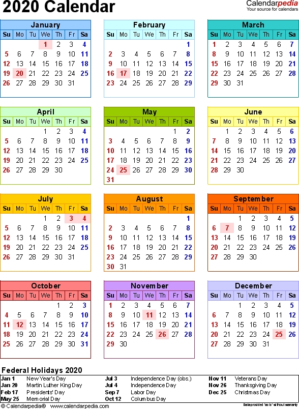 2020 Calendar Download 17 Free Printable Excel Templates Xlsx