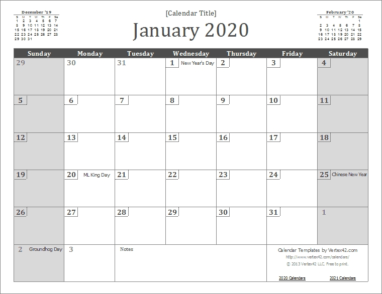 2020 Calendar Templates And Images