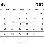 2020 July Printable Calendar Page Calendar Design Printable