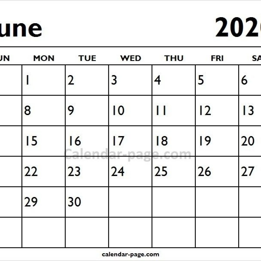 2020 June Printable Calendar Page Blank Calendar Printable