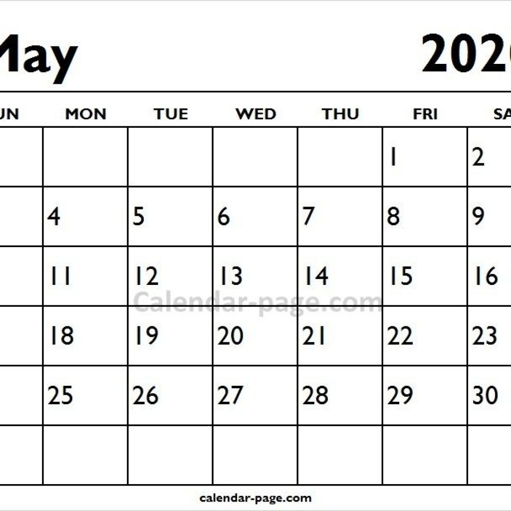 2020 May Printable Calendar Page Blank Calendar Printable