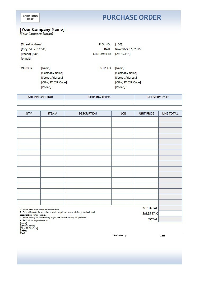 37 Free Purchase Order Templates In Word Excel 