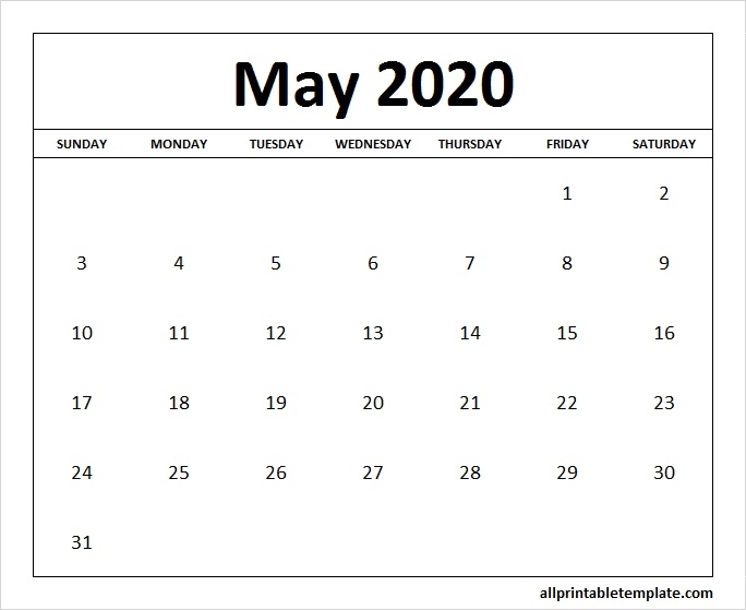 All Printable Template For Month Of May 2020 Free Download