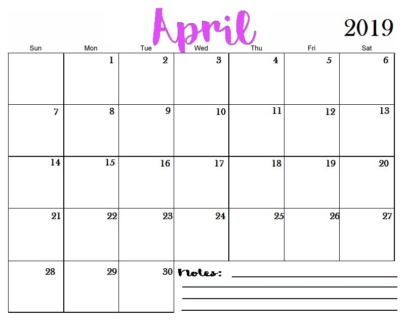 April 2019 Printable Calendar Templates Free Blank Holidays