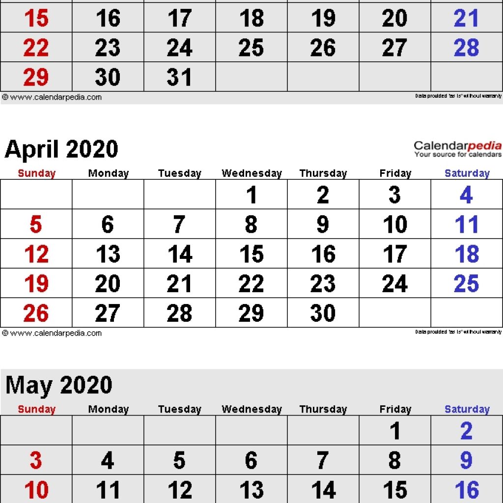 April 2020 Calendars For Word Excel Pdf