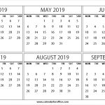 April To September 2019 Blank Calendar Six Month 2019 Calendar